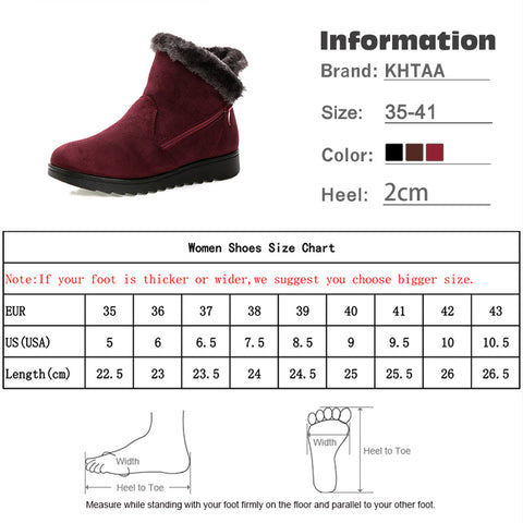 Snow Boots Women Winter Warm Fur Ladies Zip Platform Ankle Boot