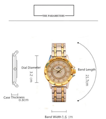 Rhinestone Elegant Ladies Gold Clock Wrist Watches