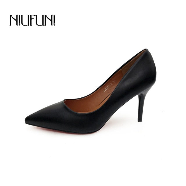 Fashion PU Leather High Heels Pumps Pointed Toe Work Pump Shoes
