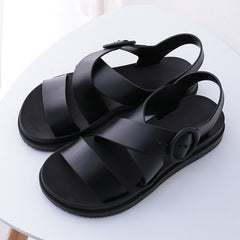 Flat Open Toe Buckle Soft Jelly Gladiator Sandals