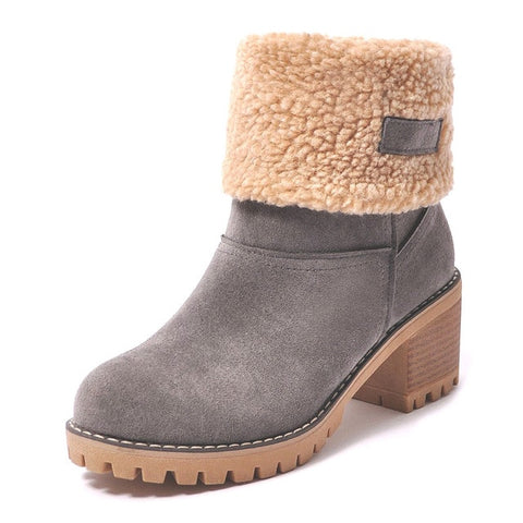 Flock Ladies Warm Square Heel Snow Boots – lastrafashion