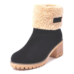 Flock Ladies Warm Square Heel Snow Boots
