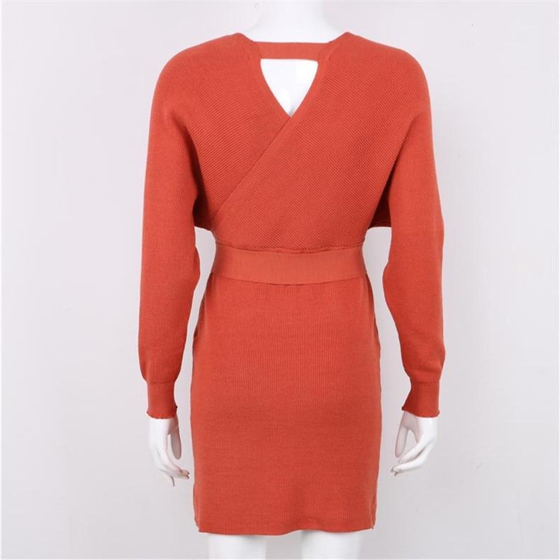 Sexy Bodycon Wrap Sweater Dress