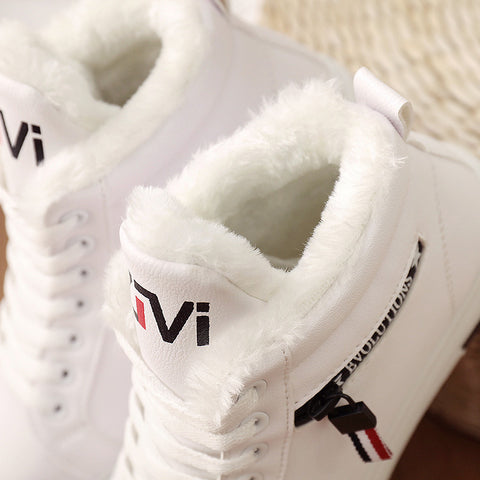 Ankle Boots Warm PU Plush Winter Woman Shoes Sneakers