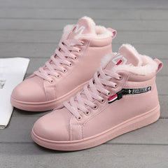Ankle Boots Warm PU Plush Winter Woman Shoes Sneakers