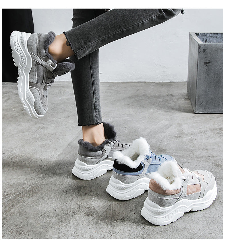 Platform Woman Boots Plush Casual Sneakers