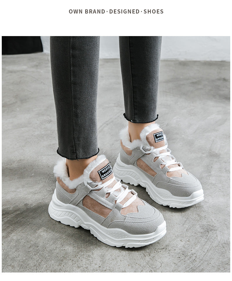 Platform Woman Boots Plush Casual Sneakers