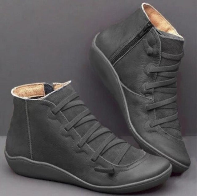 Autumn Winter Retro Punk Genuine Leather Ankle Boot