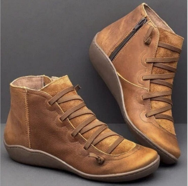 Autumn Winter Retro Punk Genuine Leather Ankle Boot