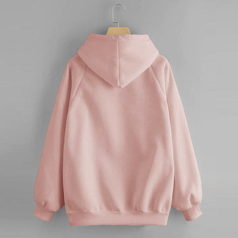 Oversize Sweatshirt Solid Color Hooded Pullover Pocket Long Sleeve Sweatshirt