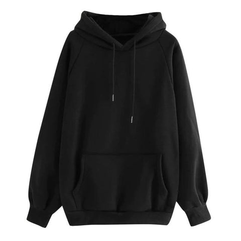 Oversize Sweatshirt Solid Color Hooded Pullover Pocket Long Sleeve Sweatshirt