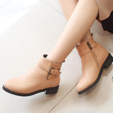 Mature Black Booties Ladies Concise OL Ankle Boots Women