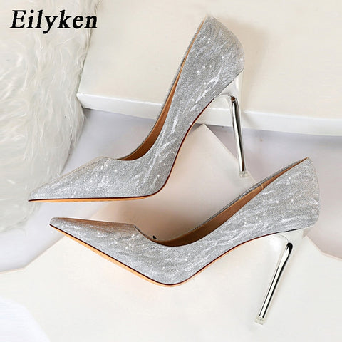 Pumps High Heels Pointed Toe Female Shoes Glitter Woman Shoes