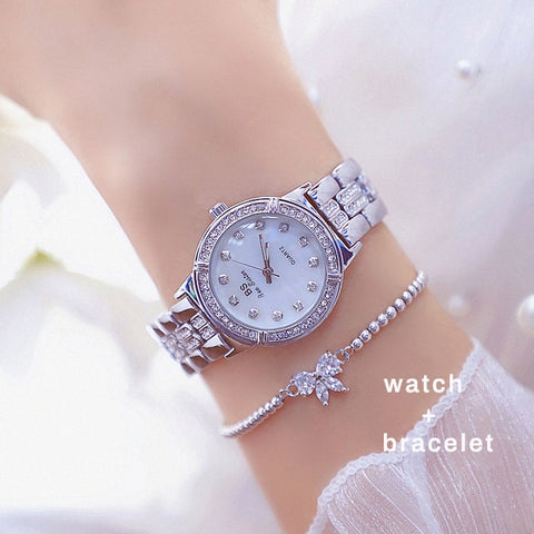 Women's Watches Diamond Silver Ladies Wrist Stainless Steel
