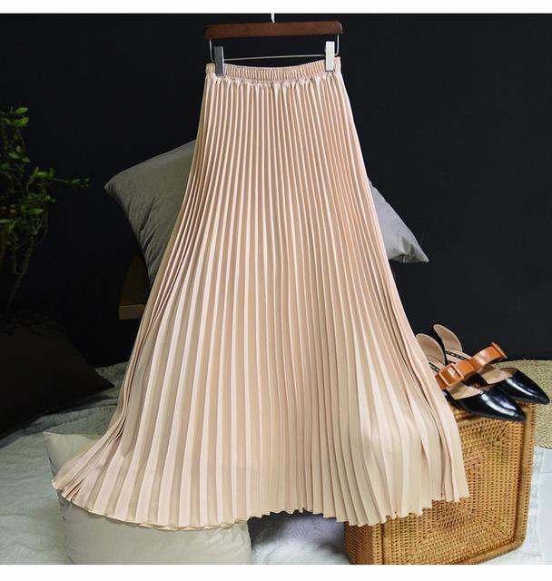 Pleated Midi Long High Waist Skirts