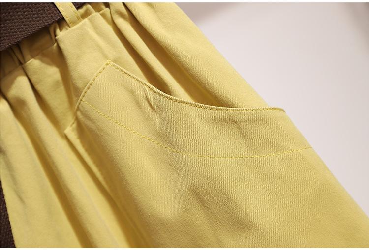 Knee Length No Belt Casual Cotton Solid High Waist Skirt