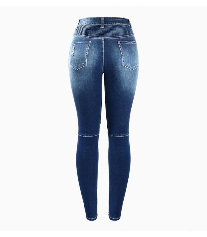 High Waist Stretch Denim Skinny Pants Motor Jeans