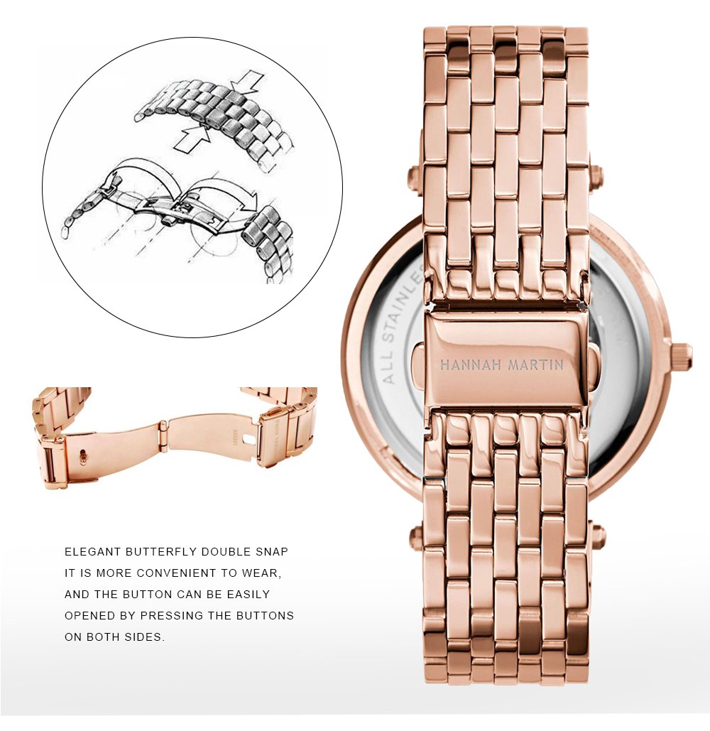 Bracelet Rose Gold Stainless Steel Watches Silver