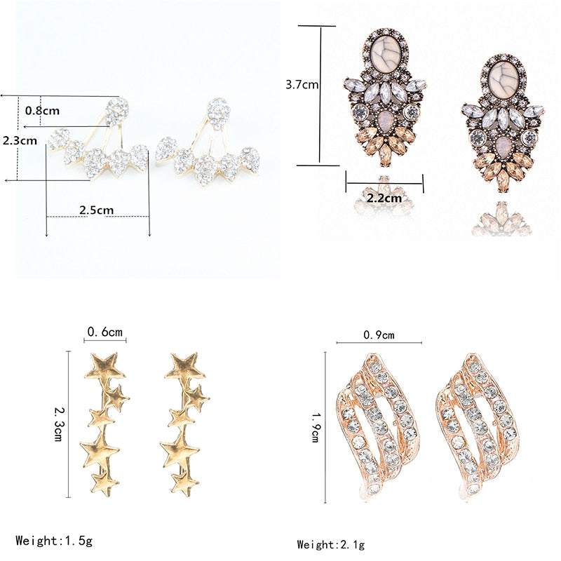 Crystal Flower Stud Earrings  Rhinestones