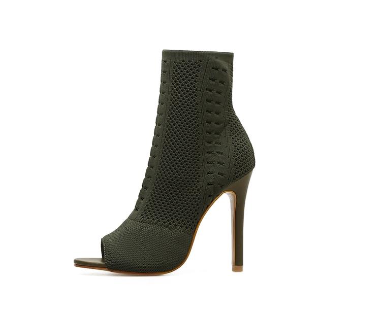 Boots Elastic Knit Sock Boots Ladies Open Toe High Heels