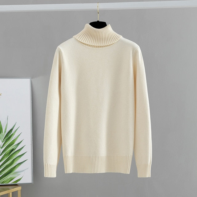 Basic Women Pullover Sweaters Turtleneck Knitted