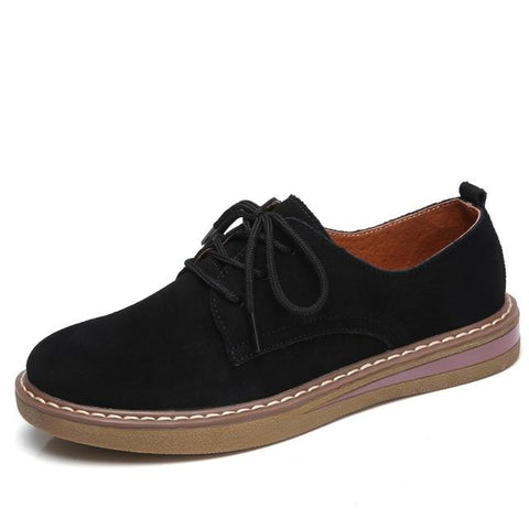 Flats Sneakers Leather Suede Lace Up Boat Shoes Round Toe Flats
