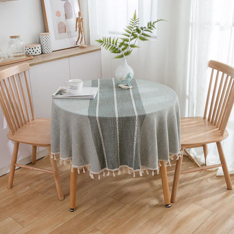 Round Tablecloths with lace 150cm Striped Table Cloth Cotton