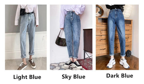 Vintage Harem Jeans Blue High Waist Denim Pants