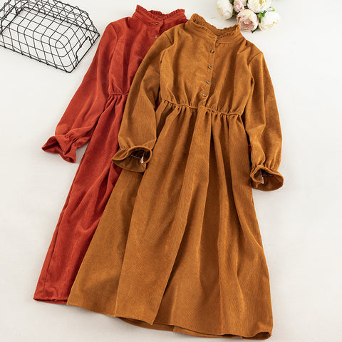 Elegant Midi Long Romantic Party Dress Autumn A-Line Dress
