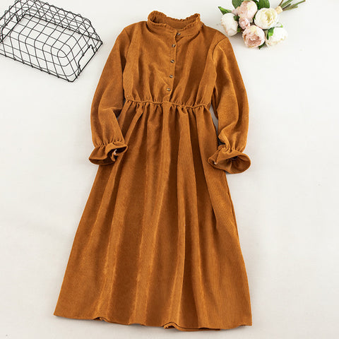Elegant Midi Long Romantic Party Dress Autumn A-Line Dress