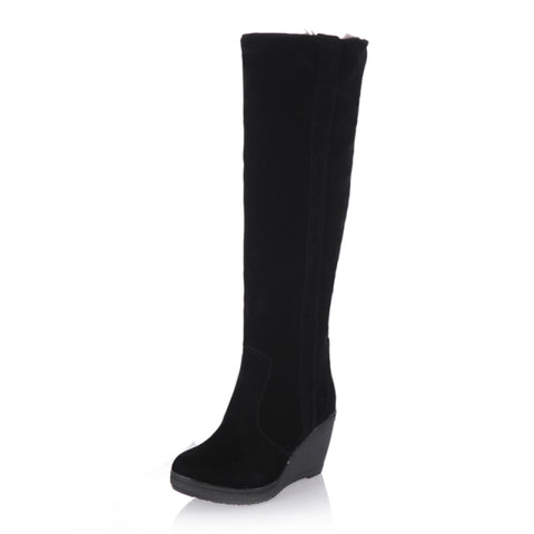 Styles Fur Boots Ladies High Heels Platform Knee High Snow Boots