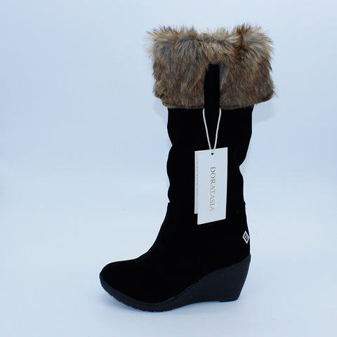 Styles Fur Boots Ladies High Heels Platform Knee High Snow Boots