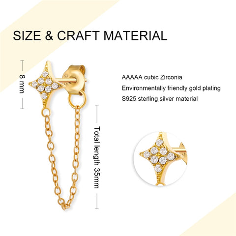 Rainbow Zircon Moon Star Stud Earrings