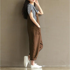 Fashion Girls Solid Jumpsuit Strap Dungaree Harem Trousers