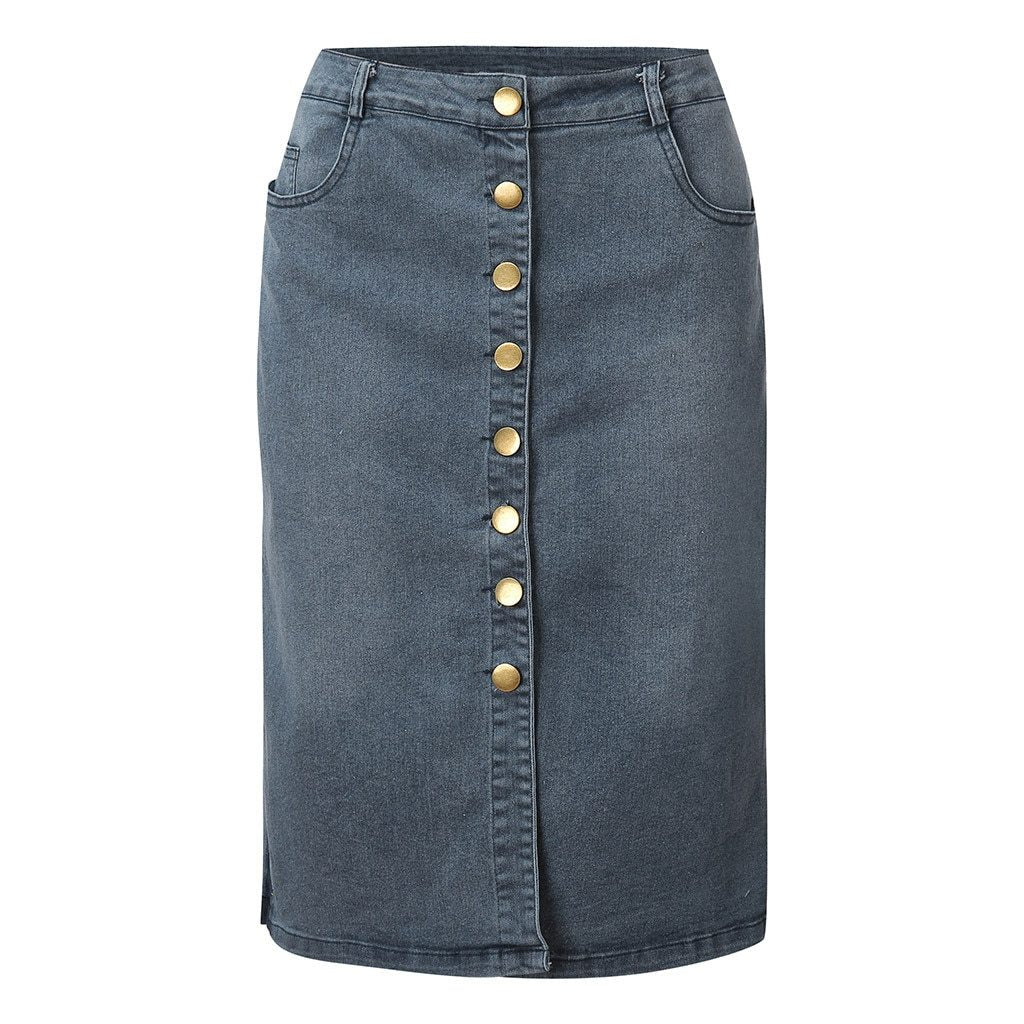Short Denim Buttons Pockets Split Bandage Jeans Skirt – lastrafashion