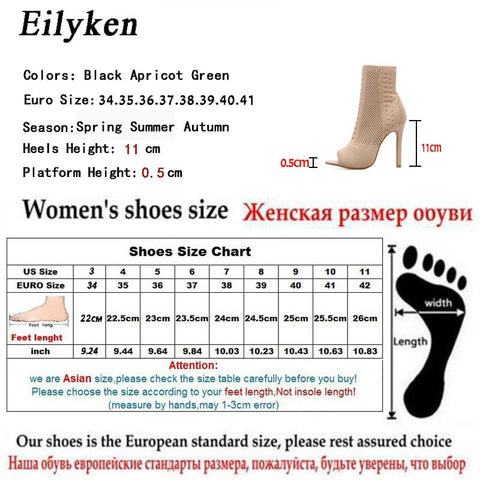 Boots Elastic Knit Sock Boots Ladies Open Toe High Heels