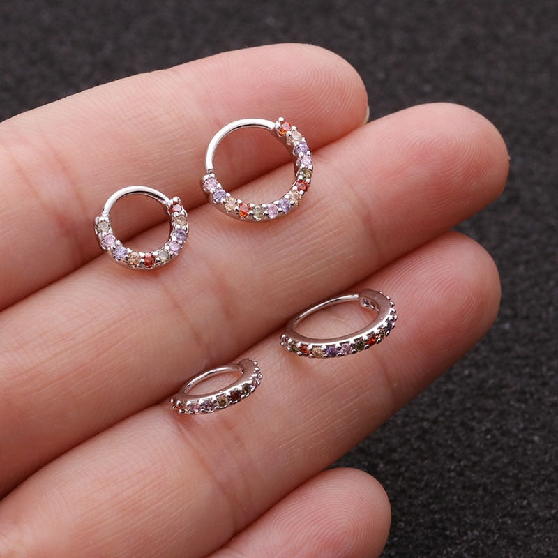 1PC 6mm/8mm/10mm CZ Helix Cartilage Hoop Earring