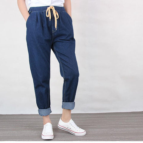 Jeans Harem Pants High Elastic Waist Softener Loose Denim