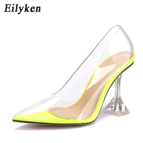 Clear PVC Transparent Pumps Sandals Strange Style Perspex Heel Point Toes