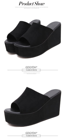 Slip On Women Wedges Sandals Platform High Heels Fashion Open Toe Ladies Casual