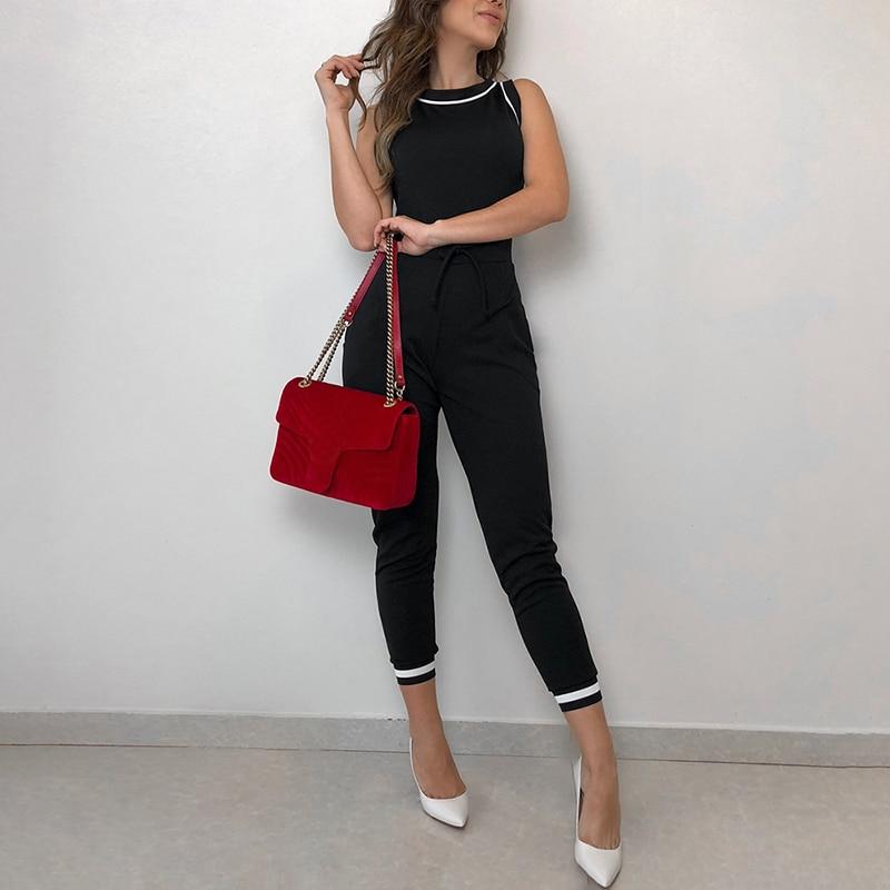 Elegant Black Sleeveless Slim Fit Tie Waist Slinky Jumpsuit