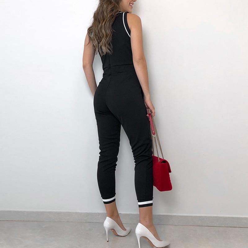 Elegant Black Sleeveless Slim Fit Tie Waist Slinky Jumpsuit