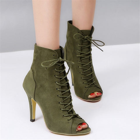 Open Toe High heel women's boots Roman style