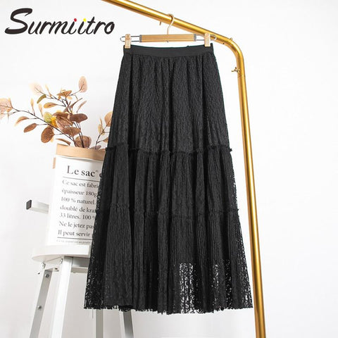Hollow Out Long Lace Skirt
