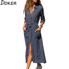 Women Plaid Striped Chiffon Shirt Dress Turn-down Collar Long Sleeve Sashes