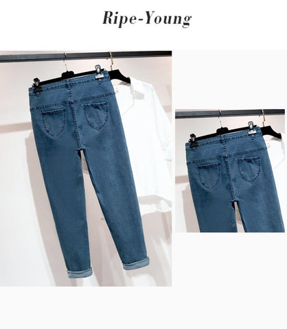 Jeans High Waist Skinny Retro Blue Fashion Denim Harem Pants