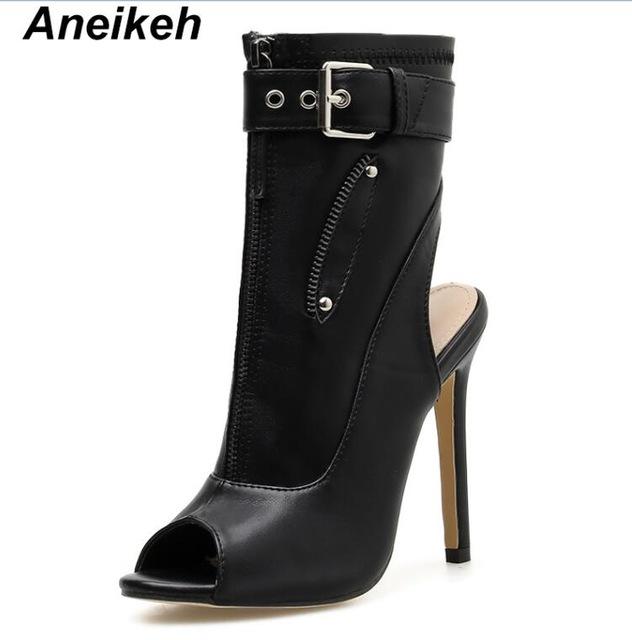 PU Summer Ankle High Heels Peep Toe Sexy Lady Chelsea Boots