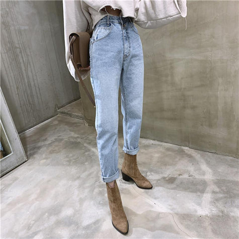 Jeans Streetwear Slouchy Denim High Waist Cotton Vintage Pencil Pants