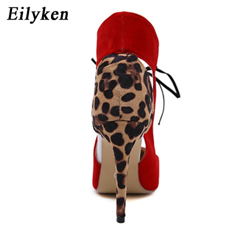 High Heels Red Leopard Shoes Women Pumps Wedding Lady Pointed Toe