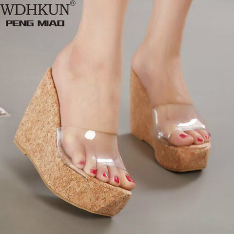 Transparent Platform Wedges Sandals Fashion High Heels